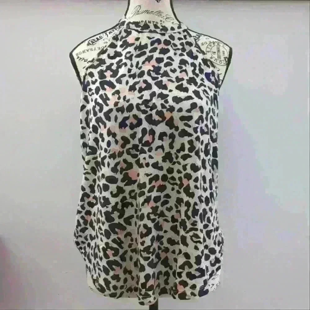 RAMISU | Women's Tan/Black Leopard Print Halter Neck Sleeveless Tank Top